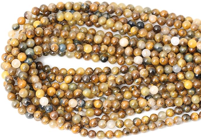 60PCS 6mm Natural Golden Pietersite Gemstone Round Loose Beads Stone Beads - Image 3