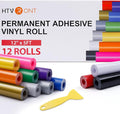 HTVRONT Permanent Vinyl Bundle -12 Pack 12 Inch by 5 Feet Permanent Adhesive by HTVRONT