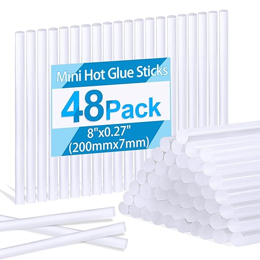 Phinus 48 Pack Mini Hot Glue Sticks, EVA Clear Glue Gun Sticks, Hot Glue Gun by Phinus