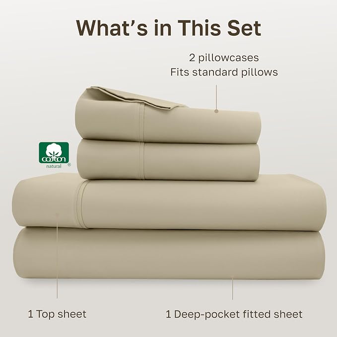 California Design Den Soft 100% Cotton Bed Sheets Full Size Set, 400 TC Good - Image 4