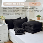 MUXHOMO 5 Pieces Twin Comforter Set, Seersucker Bed in a Bag Twin Size - Image 4