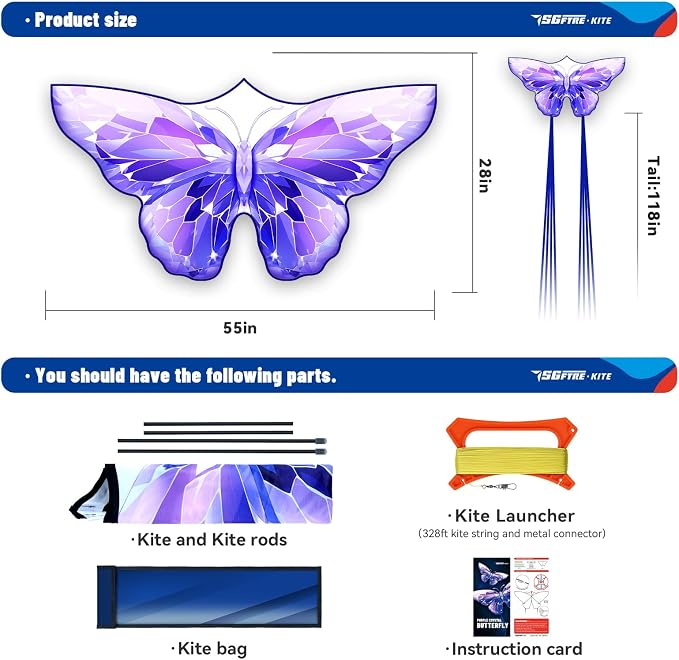 SGftre Golden Butterfly Design Kites ，Outdoor Work Colorful Kite Long - Image 5
