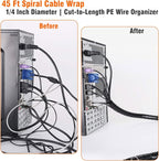 45 Ft Spiral Cable Wrap – 1/4 inch Diameter, PE Wire Organizer - Image 2