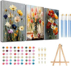 3 Pack Floral Framed Paint by Numbers Kits by MeothanDiamondPainting