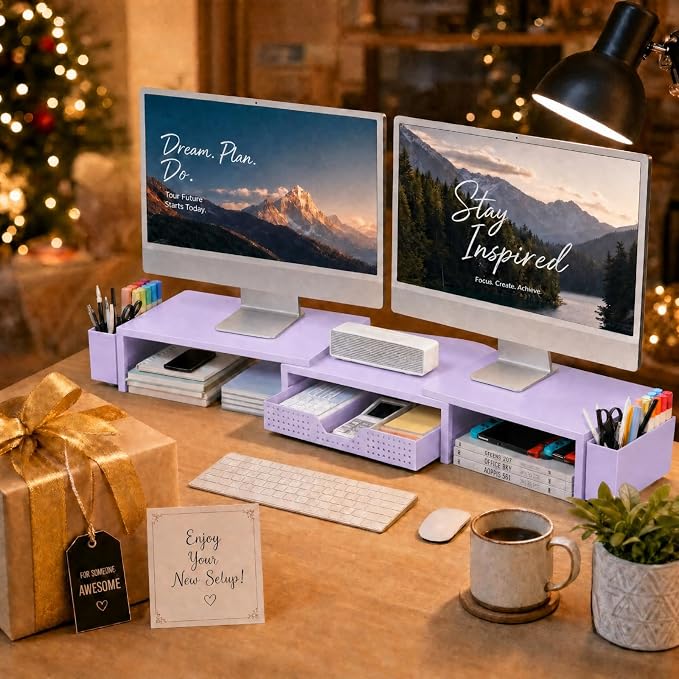 OPNICE Desk Organizers and Accessories, Dual Monitor Stand Riser - Image 9