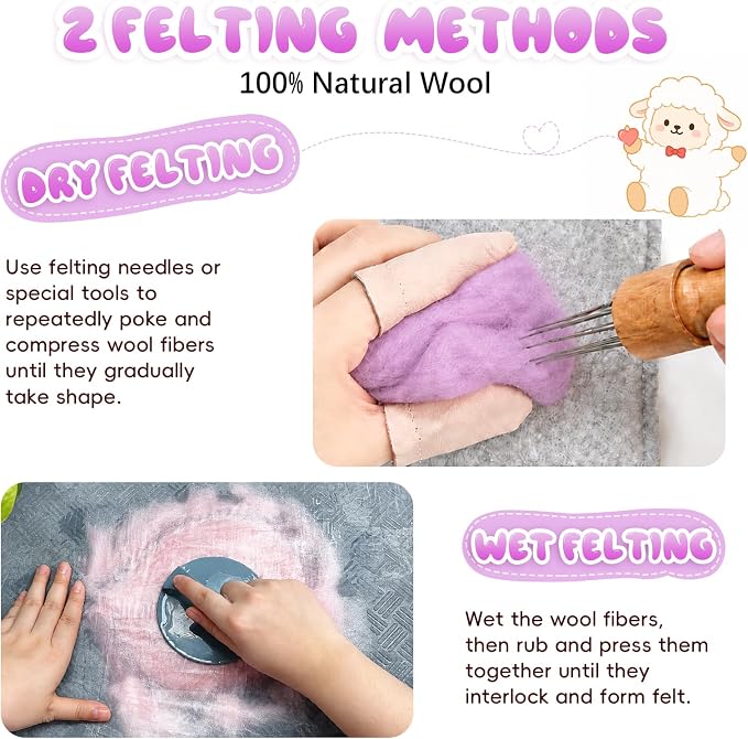 3.53oz Wool Roving: Needle Felting Wool White Roving Wool Felting Supplies Pure - Image 7