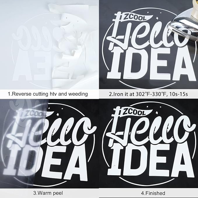 FUNKAKA White HTV Heat Transfer Vinyl Bundle, 10 Sheets Sticky HTV Vinyl - Image 5