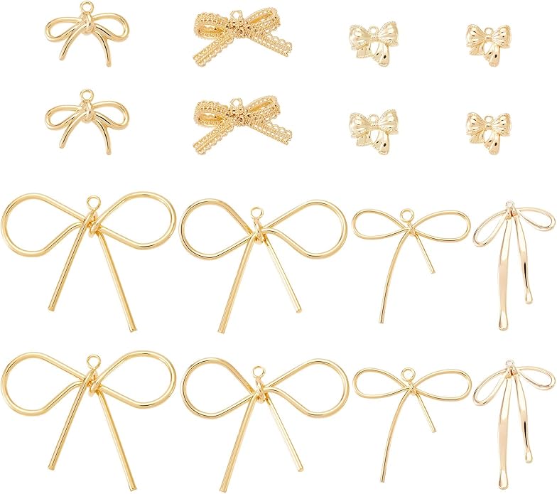 FASHEWELRY Alloy Bowknot Charms Links Golden Bow Tie Connector Charms Metal Bow - Image 7