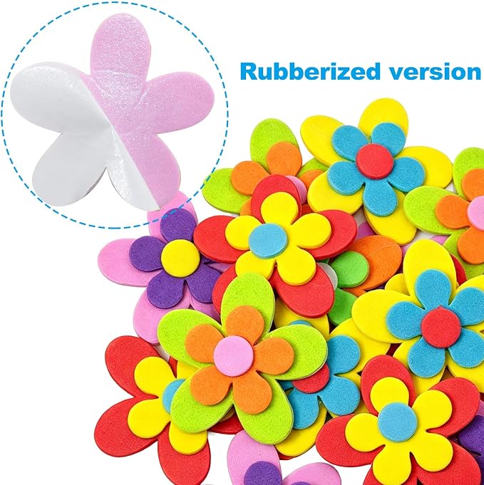60PCS Double Layer EVA Foam 3D Flower Wall Stickers Self Adhesive Petal Foam - Image 2