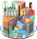 Rotating Markers Organizer for Kids, Acrylic Lazy Susan Organizers for Desks by Wawocs