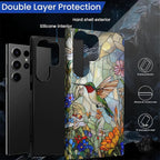 for Samsung Galaxy S23 Ultra Case, Hummingbird Wildflower Stained Glass Pattern - Image 2