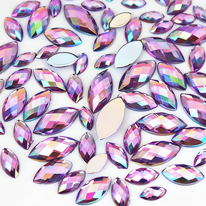 1000Pcs Crystal AB Horse Eye Rhinestones Glitter Gems Flatback Acrylic by UYTRDVG