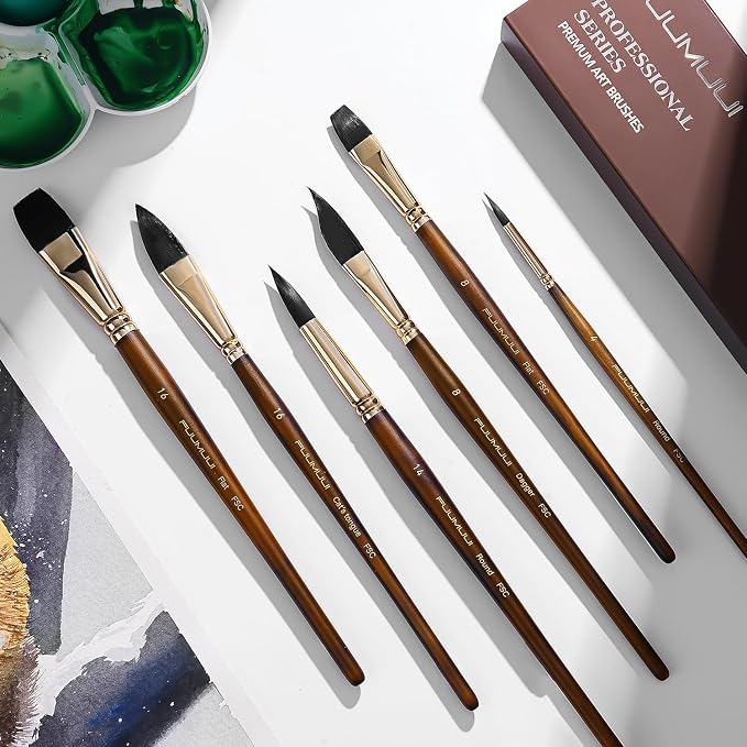Watercolor Brushes Professional, Fuumuui 10Pcs Synthetic Squirrel Hair Water - Image 8