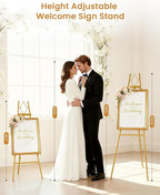 53.9" Gold Easel Stand for Sign, Heavy Duty Metal Display Easel - Image 2