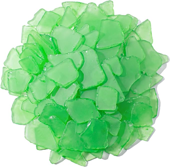 Keedolla Tumbled Sea Glass for Crafts - 10 OZ Green Frosted Seaglass Pieces for by Keedolla