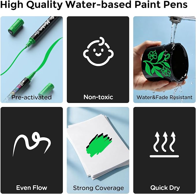 Betem Dual Tip Acrylic Paint Pens, Paint Markers - Image 3