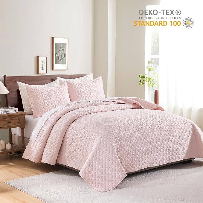 HORIMOTE HOME Quilt Queen Size Light Pink, Lightweight Quilts - Image 5