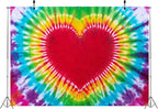BELECO 12x8ft Fabric Tie Dye Heart Backdrop Rainbow Heart Love Valentines - Image 3
