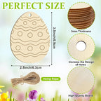 80PCS Wooden Easter Ornaments to Paint, 10 Styles DIY Blank Unfinished Wood - Image 7