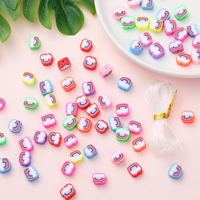 100pcs Colorful Rainbow Polymer Clay Spacer Beads by LUBINGSHINE