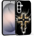 for Samsung Galaxy S26+ Case, Cool Cross Pattern Glossy 2 in 1 Shockproof by Teonvpu