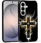for Samsung Galaxy S26+ Case, Cool Cross Pattern Glossy 2 in 1 Shockproof by Teonvpu