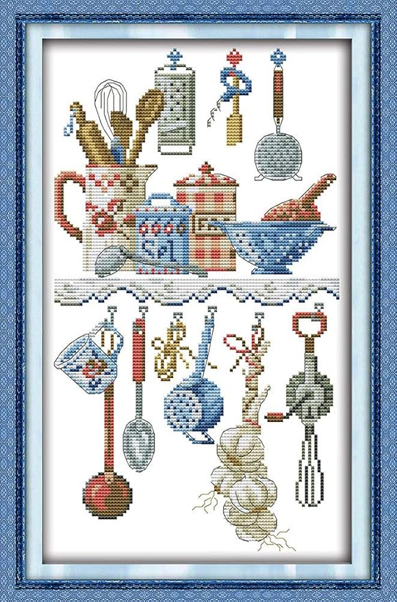 Cross Stitch Kits, Awesocrafts Kitchenware Abstract Easy Patterns Cross by Awesocrafts
