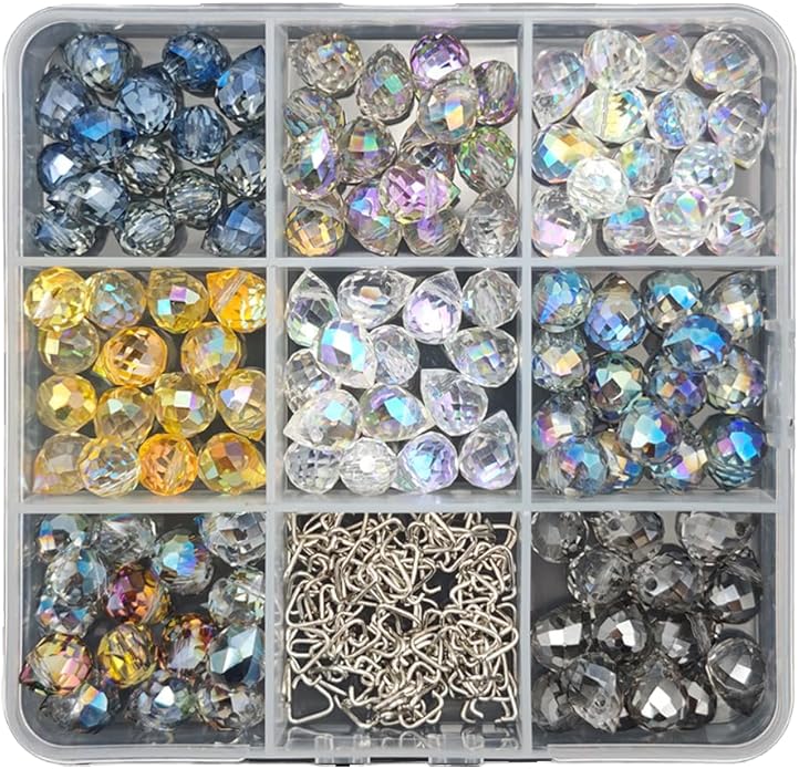 INSPIRELLE 120 Pieces Crystal Teardrop Charms Multicolor Glass Faceted by INSPIRELLE