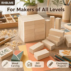 RHBLME 40 PCS Basswood Carving Blocks, Wooden Cubes Soft Solid Wooden Basswood - Image 7