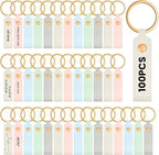 Wavyknot 100 Pcs PU Leather Keychain Blanks Bulk Laser Engraving Blanks by Wavyknot