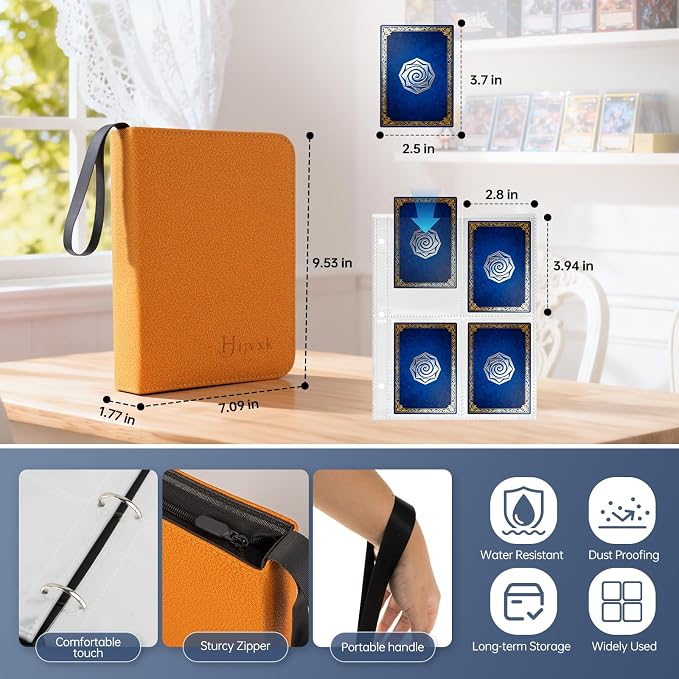 4 Pocket Card Binder for 400 Cards, Premium PU Zipper Card Collection Album - Image 2