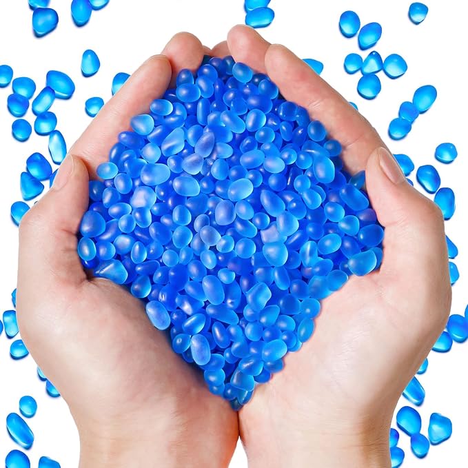 Sea Glass Stones for Crafts About 2.75LB Blue Glass Pebbles Gemstones Bulk for by QEQEKAKA
