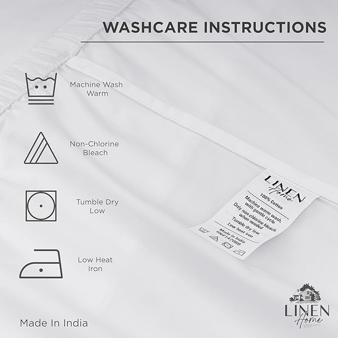 Linen Home 100% Long-Staple Cotton Percale Fitted Sheet Full Size Only - Image 4