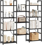 NUMENN Triple Column 4 Tier Bookshelf, Bookcase by NUMENN