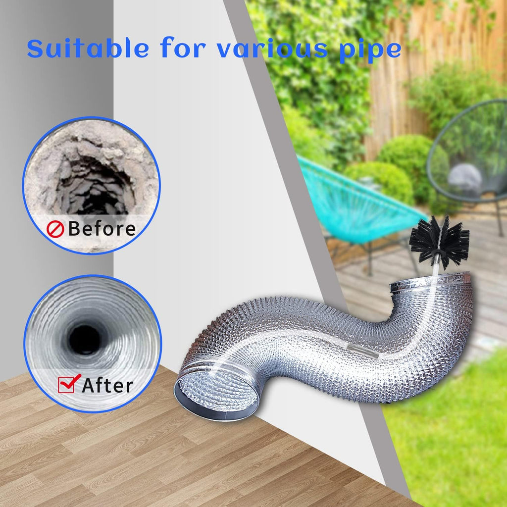 HOKLNUSE Dryer Vent Cleaner Kit Chimney Sweep Cleaning Tools Pellet Stove Cleaner Kit Air Dryer Duct Fireplace Brushes for Easy Lint Cleaning with 4" and 6" Brush Heads (Heavy Duty, 30Feet)