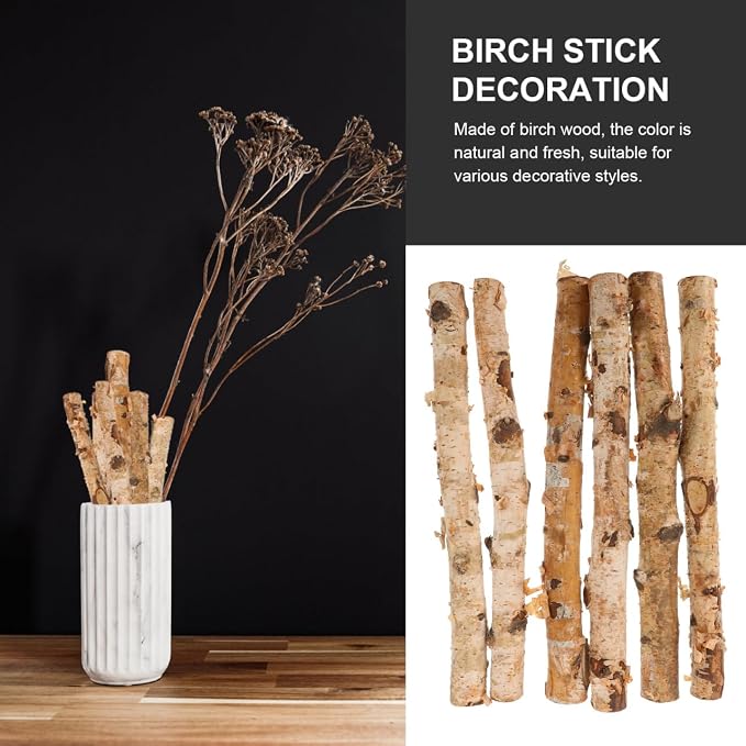 6Pcs Natural Birch Wood Log Sticks 11.81In Unprocessed Twigs Craft Sticks - Image 5