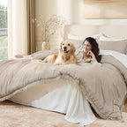 Andency Comforter Oversized King Oatmeal 120x98, 3 Pieces Boho Winter - Image 3