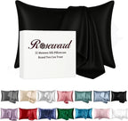 Hypoallergenic Pillow Case Made in USA, Premium Black Silk Pillow Cases by ROSEWARD