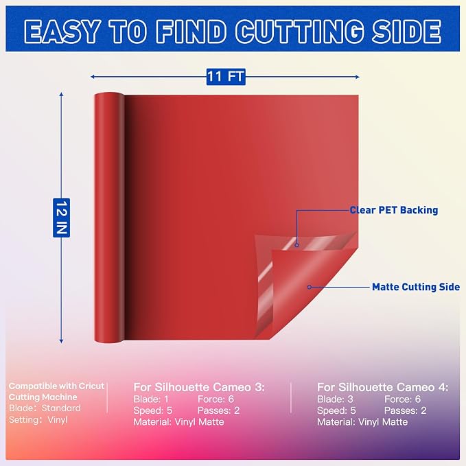 HTVRONT Red Permanent Vinyl, Silhouette, Scrapbooking, Die Cutters - Image 6
