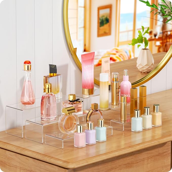 NIUBEE Acrylic Display Riser, 2 Set Clear Rectangular Stands - Image 3