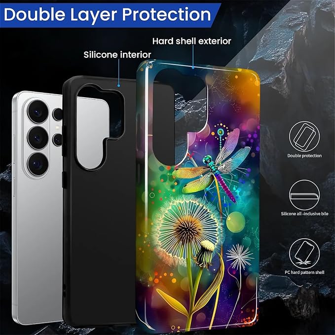 for Samsung Galaxy S26 Ultra Case, Dragonfly Dandelion Colorful Pattern Glossy - Image 6