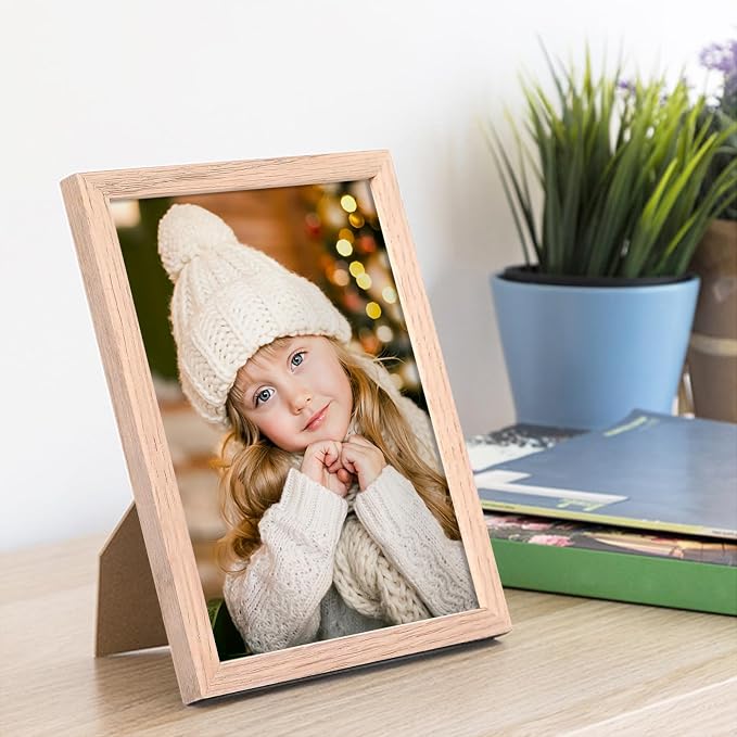 ATOBART 4x6 Picture Frame, OAK Wood Photo Frame - Image 6