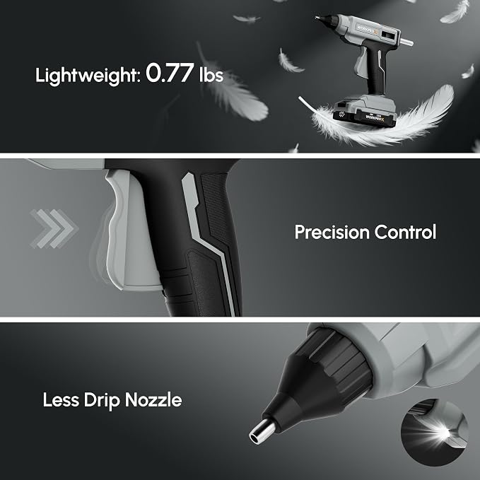 WORKPROX Cordless Hot Glue Gun, 20V Rechargeable Full-Size Kit | 90min Runtime - Image 7