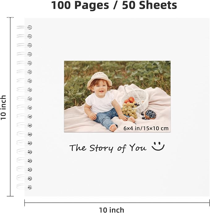 10x10 Inch DIY Scrapbook Photo Album, Hardcover Kraft Paper Acid-Free, 50 Sheets - Image 2