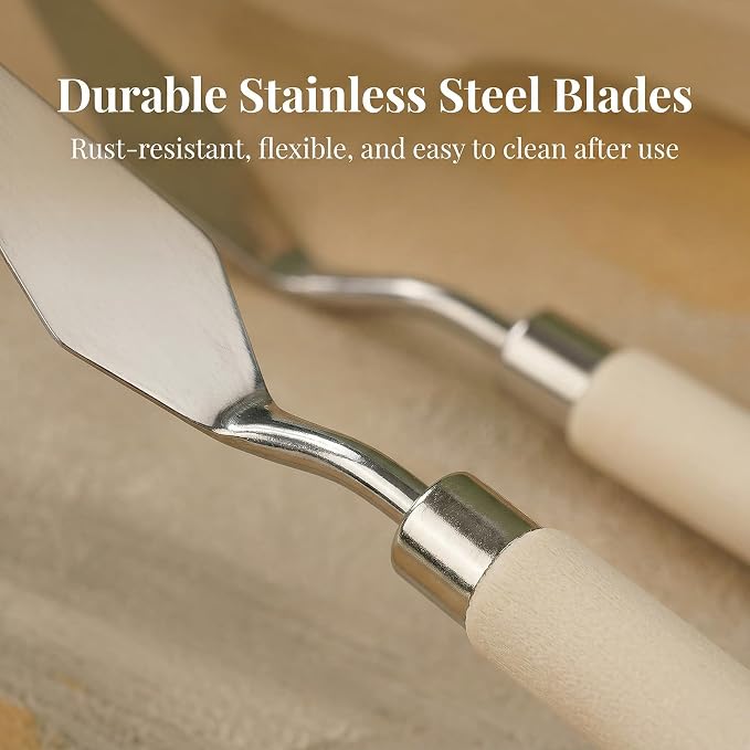 7 Piece Palette Knife, Stainless Steel Blades Oil Paint Knives Wood Handle | - Image 4