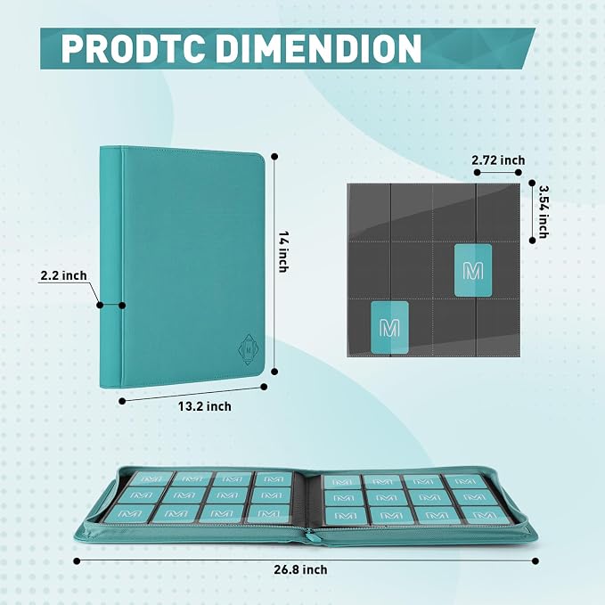 Premium Card Binder 12 Pocket for 720 Pockets Trading Card Binder, PU Zipper - Image 5