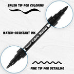 Reaeon Black Fabric Markers, Dual Tip Fabric Paint Markers, Permanent Fabric - Image 2