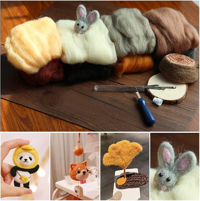 Zlulary Needle Felting Wool, 8 Colors Wool Roving, Needle Felting Supplies - Image 7