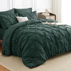 CozyLux Queen Comforter Set Forest Green, 7 Pieces Pintuck Bed in A Bag - Image 4