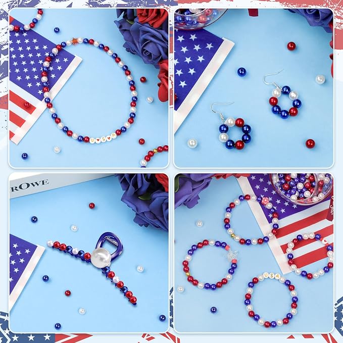 DUQGUHO Red White and Blue Beads, 6mm Patriotic Beads - Image 7